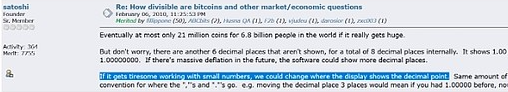 关于“Sats”与“bits”之争比特币创始人持开放态度